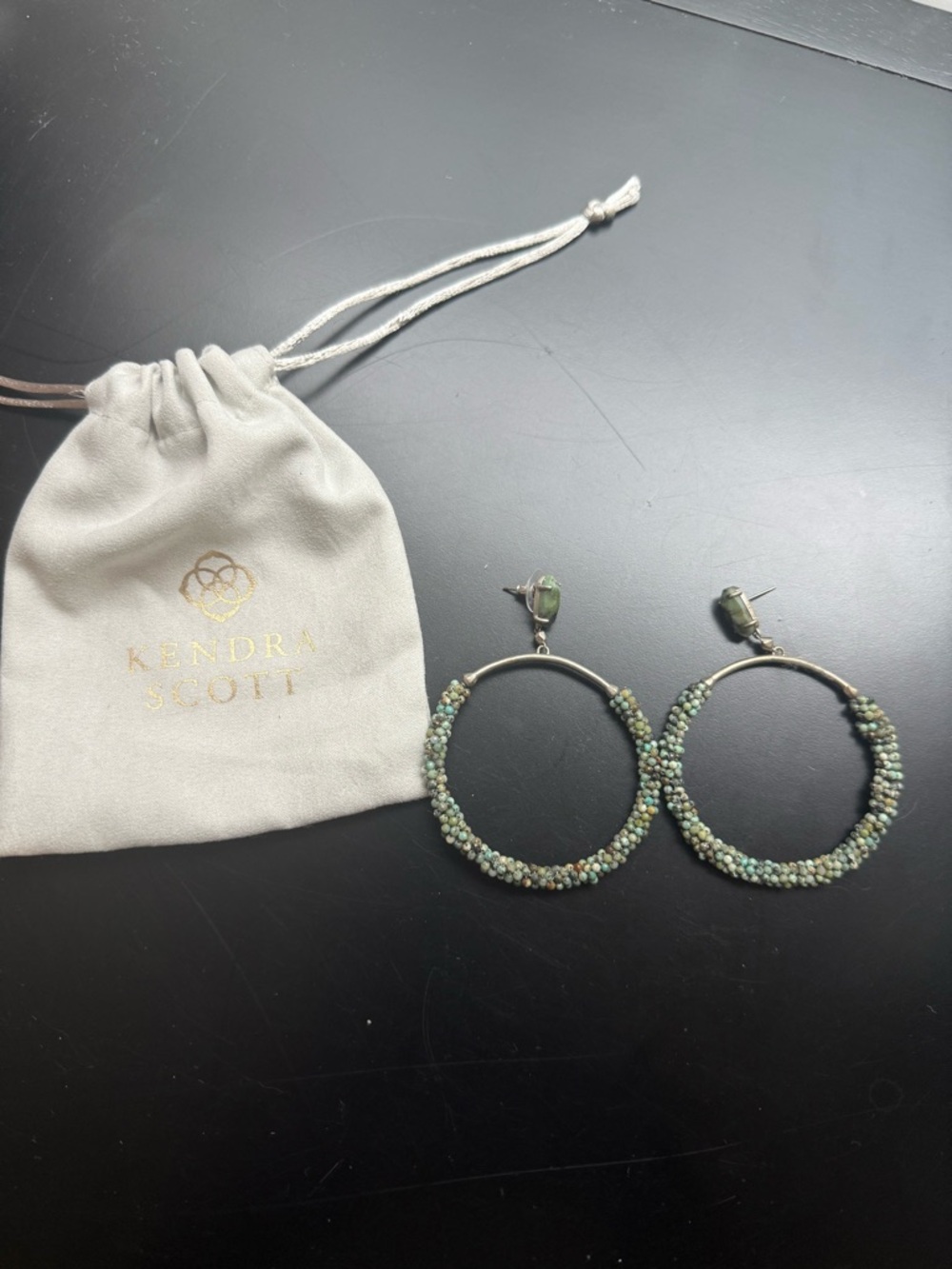 Kendra Scott Mint Green Beaded Hoop Earrings